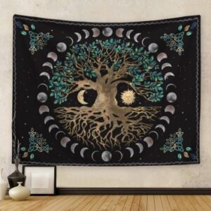 Tree of life Moon phase tapestry